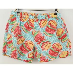 Chubbies USA Hamburger Geometric Twill Cotton Summer Beach Shorts Mens XL Blue